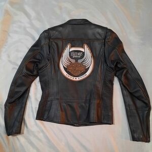 Harley-Davidson Women's Black Leather Jacket 105th Annivesary Sz S.